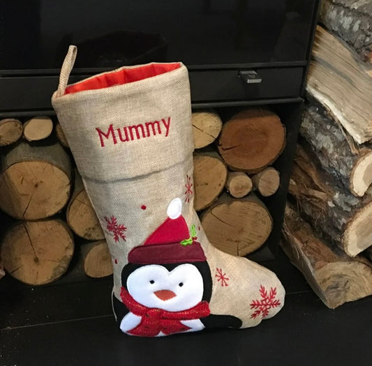 Snowman Hessian delux Christmas stockings